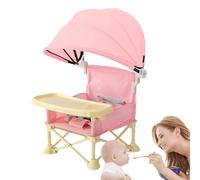 Baby Travel Chair With Tray, Folding Toddler Dining Seat, Portable Booster Chair With Sun Canopy, Perfect For Outdoor Lawn, Camping, Beach, Picnic, Travel, Home Feeding, 12.2x12.2x14.57 Inc