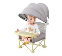 Baby Travel Chairs Tray, Folding Portable Toddler Dining Seat, Sun Canopy Booster Chair with Safety Straps for Home Lawn Camping Picnic Outdoor Beach Feeding, 31x31x37cm
