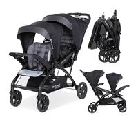 Baby Trend Sit N Stand - Passeggino doppio tandem 2.0 DLX con imbracatura di sicurezza a 5 punti, tettoia ombreggiata, vano portaoggetti e 2 portabicchieri, Stormy