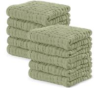 Baby Washcloths, Muslin Cotton Baby Towels, Large 10"x10" Wash Cloths Soft on Sensitive Skin, Absorbent for Boys & Girls, Newborn Baby & Toddlers Essentials Shower Registry Gift (Sage, confezione da