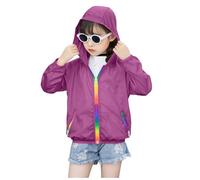 Baby West 86 Bambini Ragazzi Ragazzi Ragazze Protezione Solare Giacca con Cappuccio Bambino Leggero Estate Traspirante Capispalla Set pioggia, Lilla, 9-10 Anni