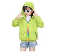 Baby West 86 Bambini Ragazzi Ragazzi Ragazze Protezione Solare Giacca con Cappuccio Bambino Leggero Estate Traspirante Capispalla Set pioggia, verde, 11-12 Anni