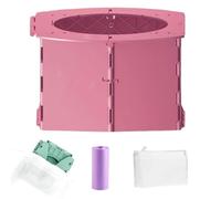 Baby Whisper Co Travel Potty, Foldable Potty Seat with Cleaning Bags, Reusable Toilet for Kids, Reusable Portable Folding Potty for Toddler, Camping, Outdoor (Pink)