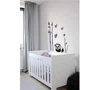 Baby Yacubi Grande Panda Bear Rosa Bamboo Tree Forest Decal Instant Peel and Stick murale con farfalle per la cameretta dei bambini, cameretta dei bambini o decorazione della casa adesivi da parete