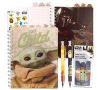 Baby Yoda Journal with Pens Set for Kids - Bundle with Mandalorian Spiral Notebook with Tabs Plus Baby Yoda Pens, Stickers, More | Star Wars Baby Yoda Diary Set for Kids