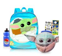 Baby Yoda - Set zaino e portapranzo - Bundle di 38,1 cm Star Wars Grogu Bookbag, borsa termica per il pranzo, bottiglia, adesivi, altro ancora | Forniture scolastiche mandaloriane