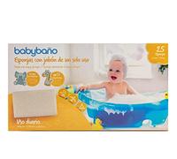 Babybaño Spugna saponata monouso Babybaño per neonati e bambini da 0 a 3 anni. Spugna da bagno monouso con gel pediatrico e dermatologico. Confezionato singolarmente. 25 unità