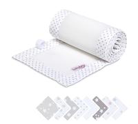 babybay Paracolpi 3D in rete piqué adatto per modello Boxspring XXL, bianco a pois grigio perla