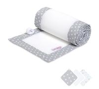babybay Paracolpi in rete 3D adatto per modelli Maxi, Boxspring, Comfort e Comfort Plus, grigio chiaro, stelle bianche