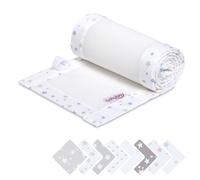 babybay Paracolpi in rete piqué 3D adatto per modello Boxspring XXL, bianco mix stelle sabbia/azzurro