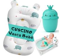 BABYBEBLOO Cuscino per vasca da bagno + brocca da bagno - Adattatore vasca da universale - riduttore - cuscino per - materassino per bambini, amaca da (Bianco)
