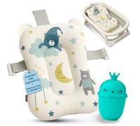 BABYBEBLOO Cuscino per vasca da bagno + brocca da bagno - Adattatore vasca da universale - riduttore - cuscino per - materassino per bambini, amaca da (Bianco Blu)