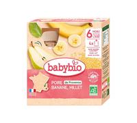 Babybio Borracce Frutta Pera Banana Miglio Bio 4x90 g - Omogeneizzato