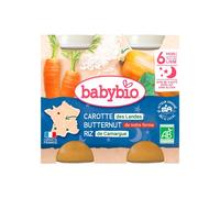 Babybio Pentole Cena 6 Mesi Carota Butternut Riso 2x200g - Alimento bimbi