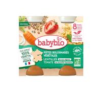 Babybio Vasetti Midi Vegetariano Pasta Bolognese Vegetale Lenticchie e Pomodoro 8 Mesi+ 2x200 g - Omogeneizzato