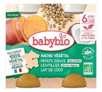 Babybio Vasetti Midi Vegetariano Tritato Vegetale Patata Dolce Lenticchie Latte di Cocco 6 Mesi+ 2x200 g - Omogeneizzato