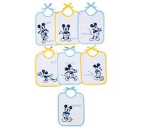 BabyCalin DIS201009 Lätzchen, 20cm x 25cm, Disney Mickey, Blau Gelb, 7er Set, mehrfarbig, 7 Stück