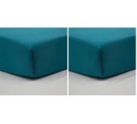 BabyCalin - Lenzuolo con angoli 60 x 120 x 15 cm, blu tropicale certificato OEKO-TEX (Confezione da 2)