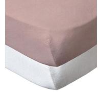 babyCalin - Set 2 lenzuola con angoli Bianco/Rosa 60x120x15 cm
