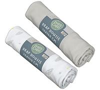 babyCalin - Set 2 lenzuola con angoli Nuvola/grigio 70x140x17 cm