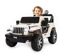 BABYCAR Jeep elettrica per bambini 12V - Macchina elettrica per bambini 2 Posti Full Optional - Sedili in Pelle Porte apribili Telecomando e Soft Start (Bianco)