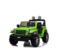 BabyCar Jeep Elettrica Per Bambini | Auto con Sedili in Pelle, Porte Apribili, MP3/USB/Micro SD | Macchina Elettrica per Bambini 12V con 2 Motori 35W | Licenza Ufficiale Jeep | Verde Occhiali-Targa