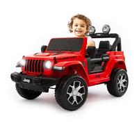 BabyCar Jeep Elettrica Per Bambini | Auto con Sedili in Pelle, Porte Apribili, MP3/USB/Micro SD | Macchina Elettrica per Bambini 12V con 2 Motori 35W | Licenza Ufficiale Jeep | Rosso