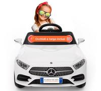 BabyCar Mercedes CLS 350 AMG | Macchina elettrica per bambini 12V 2x25W | Auto elettrica per bambini telecomandata, sedile pelle, porte apribili, MP3/USB | Licenza ufficiale | Bianca | Occhiali-Targa