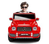 BabyCar Mercedes G63 Sport | Macchina per Bambini Elettrica Telecomandata 12V con 2 Motori 25W | Auto Elettrica per Bambini con Sedile in Pelle, Porte Apribili, USB | Licenza Ufficiale | Rosso, MP3