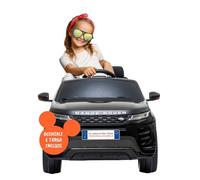 BabyCar Range Rover Evoque | Macchina per Bambini Elettrica Telecomandata 12V 2 Motori 35W | Auto Elettrica per Bambini 2 Posti con Sedile in Pelle | Licenza Ufficiale | Nero, MP4, Occhiali-Targa