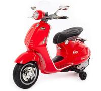 Babycar Vespa elettrica per Bambini 12 Volt Vespa per Bambini con acceleratore a Pedale e Accesso MP3 con luci e Suoni integrati (Rosso)