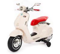 Babycar Vespa elettrica per Bambini 12 Volt Vespa per Bambini con acceleratore a Pedale e Accesso MP3 con luci e Suoni integrati (Bianco)