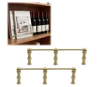 BABYCE Brass Hanging Shelving Fence Bar, 2 Pack Shelf Rail for Wine Cabinet, Decorative Guardrail Rod with Spindles, Floating Shelves Tipping Rails(Brass C,8in/20cm)