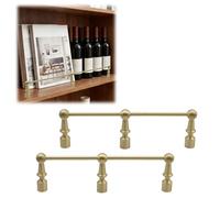BABYCE Brass Hanging Shelving Fence Bar, 2 Pack Shelf Rail for Wine Cabinet, Decorative Guardrail Rod with Spindles, Floating Shelves Tipping Rails(Brass A,16in/41cm)