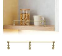 BABYCE Decorative Replacement Tipping Rails, Brass Railing for Kitchen Shelves, Shelf Guard Rod Kit for Bookshelf Divider, Guard Fence Bar Set(Brass A,22in/56cm)