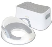 Babycurls Sedile WC per bambini con manici e sgabello antiscivolo a tema oceano, superficie antiscivolo e design leggero portatile per un allenamento sicuro e senza stress