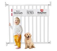 BabyDan Aarhus, 72-78. 5 cm, Cancelletto di base per scale/cancello per bambini, metallo, bianco, Made in Denmark - (Cancelletto per animali domestici)