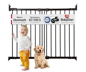 BabyDan FlexiFit, 67-105,5 cm, Cancelletto estensibile e flessibile per scale/cancello per bambini, metallo, nero, Made in Denmark - (Cancelletto per animali)