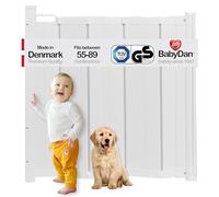 BabyDan Guard Me, cancelletto automatico a scomparsa per scale, larghezza 55-89 cm, con una sola mano, cancelletto per bambini e animali, bianco, Made in Denmark