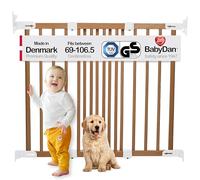 BabyDan Nyborg, 69-106,5 cm, Cancelletto per scale/cancello per bambini estensibile e flessibile, legno, Made in Denmark - (Cancelletto per animali domestici)