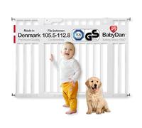 BabyDan Premier, Cancelletto per scale a pressione, 105,5-112,8 cm, Cancelletto per bambini, Metallo, Bianco, Made in Denmark - (Cancelletto per animali/cane)