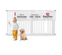 BabyDan Premier, cancello di sicurezza extra largo a pressione, 139-144,8 cm, in metallo, bianco, prodotto in Danimarca, (cancello per animali domestici/cancello per cani)