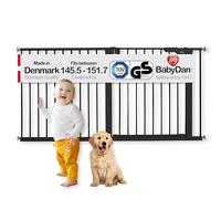 BabyDan Premier, Cancelletto per scale extra largo a pressione, 145,5-151,7 cm, Cancelletto per bambini, metallo, nero, Made in Denmark - (Cancelletto per animali domestici)