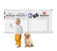 BabyDan Premier, Cancelletto per scale extra largo a pressione, 145,5-151. 7 cm, Cancelletto per bambini, metallo, bianco, Made in Denmark - (Cancelletto per animali domestici)