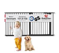 BabyDan Premier, cancello di sicurezza extra largo a pressione, 145,5-151,7 cm, cancello di sicurezza, in metallo, nero, prodotto in Danimarca, (cancello per animali domestici/cancello per cani)