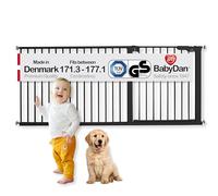BabyDan Premier, Cancelletto per scale extra largo a pressione, 171. 3-177,1 cm, Cancelletto per bambini, Metallo, Nero, Made in Denmark - (Cancelletto per animali/cane)