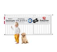 BabyDan Premier, cancello per scale a pressione, copre aperture tra 73,5 - 93,3 cm, cancello di sicurezza, in metallo, bianco, prodotto in Danimarca - (cancello per animali domestici/cancello per