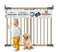 BabyDan Cancelletto di Sicurezza Silkeborg Deluxe in Legno di Faggio con marchio FSC - Barriera Protettiva per Scale e Porte da 62,5-100,5 cm con Montaggio a Parete - Cancelletto per Bambini