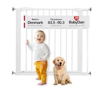 BabyDan Swing Shut, Montato a Pressione Cancello per Scale, 77,3-90,3 cm, Cancelletto per Bambini/Cancelletto di Sicurezza, Bianco, Made in Denmark - (Cancelletto per Animali/Cancelletto per Cani)