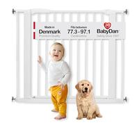 BabyDan Swing Shut, Cancelletto a pressione per scale, 77,3-97,1 cm, Cancelletto per bambini, bianco, Made in Denmark - (Cancelletto per animali domestici)